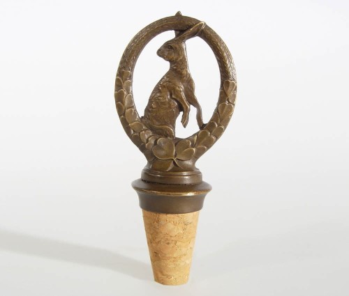 Korek do wina z zającem z brązu