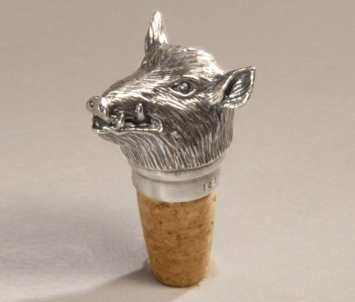 Korek do wina ze srebrzonym  dzikiem