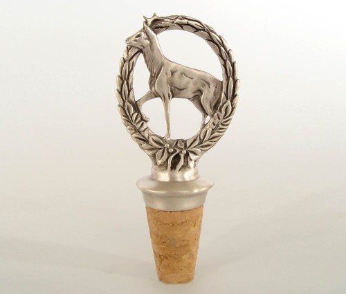 Korek do wina z sarną z brązu srebrzonego