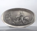 Posrebrzana taca myśliwska - Święty Hubert - prezent dla myśliwego