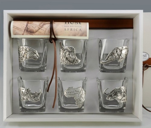 Komplet 6 szklanek z motywem zwierząt Afryki