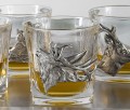 Kryształowe szklanki do whisky z aplikacjami w kształcie leśnych zwierząt - prezent dla leśnika