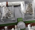 Prezent dla leśnika - komplet kryształowych szklanek do whisky z aplikacjami pokrytymi srebrem