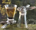 Kieliszki do shotów z zającem z brązu srebrzonego