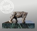 Rzeźba z brązu na marmurze - niedźwiedź