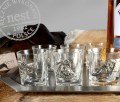 Kryształowe szklanki do whisky ze srebrzonymi aplikacjami z motywem safari