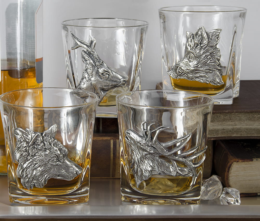 Prezent dla leśnika - kryształowe szklanki do whisky Leśne Zwierzęta
