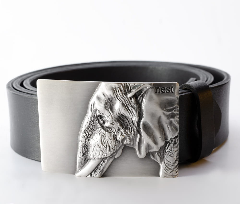 Pasek z rzeźbioną klamrą - słoń
