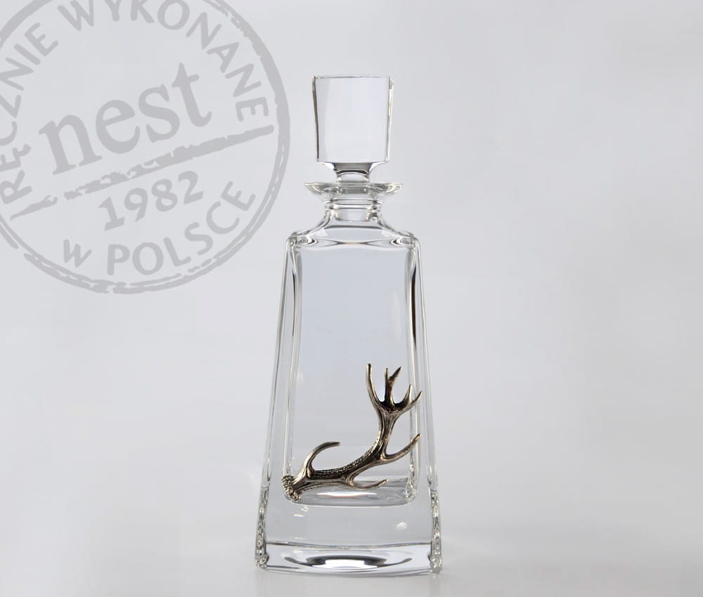 Prezent dla myśliwego, leśnika - kryształowa karafka z porożem