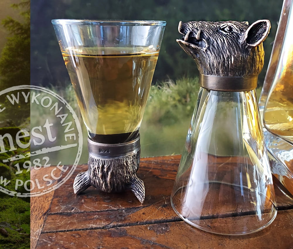 Kieliszki myśliwskie z dzikiem